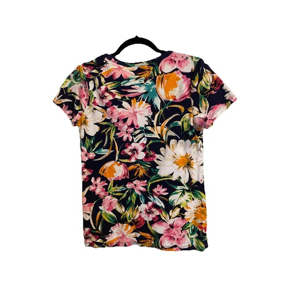 Anne Klein Sport Shirt Women’s Size Small Floral Henley Short Sleeve Top Cotton - Picture 2 of 3